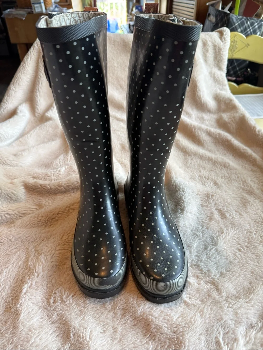 Chooka Classic Dot Tall Rain Boots Womens Sz 5